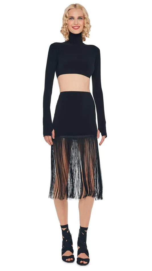 Norma Kamali Tops CROPPED TURTLE TOP Black 8211 Clothing