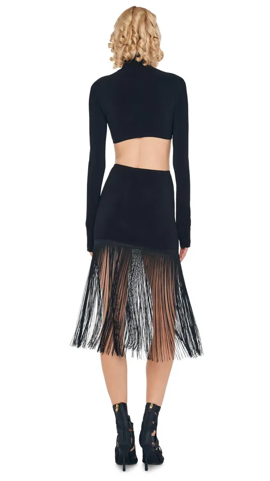 Norma Kamali Tops CROPPED TURTLE TOP Black 8211 Clothing
