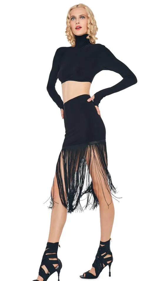 Norma Kamali Tops CROPPED TURTLE TOP Black 8211 Clothing