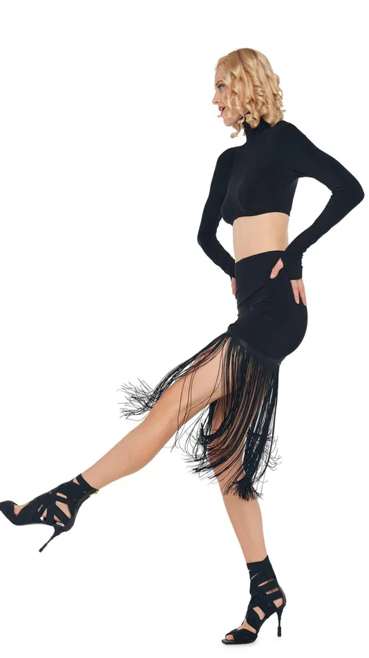 Norma Kamali Tops CROPPED TURTLE TOP Black 8211 Clothing