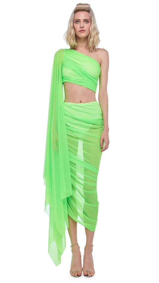 Norma Kamali Tops DIANA BRA W SLEEVE Neon Green 8211 Clothing