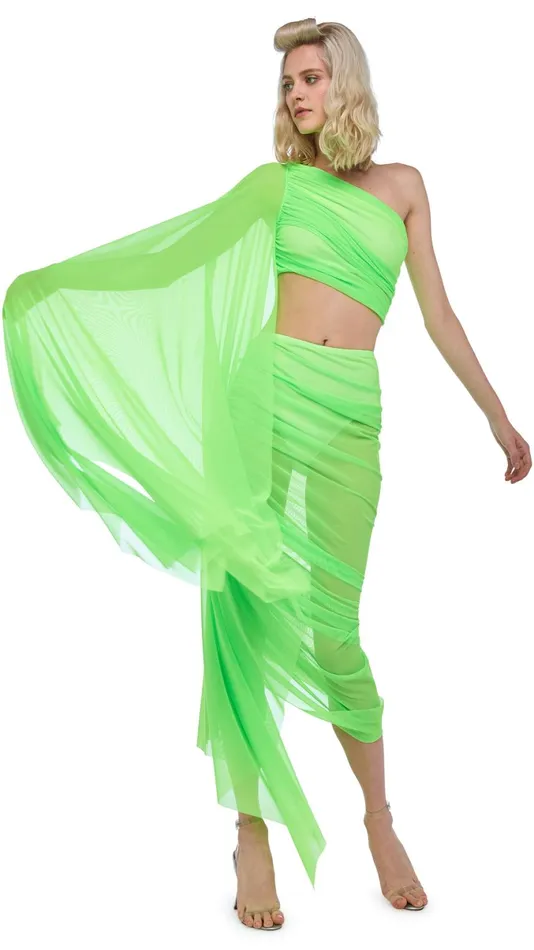 Norma Kamali Tops DIANA BRA W SLEEVE Neon Green 8211 Clothing