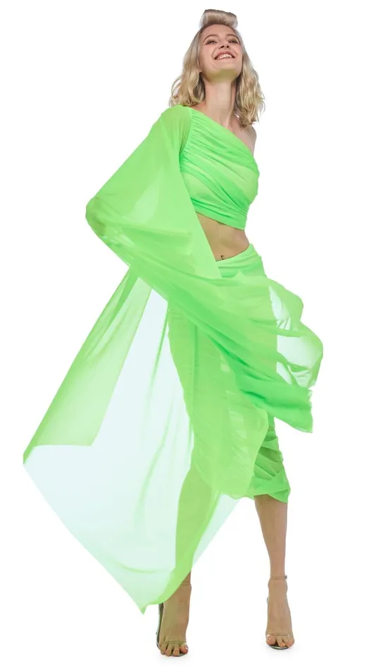 Norma Kamali Tops DIANA BRA W SLEEVE Neon Green 8211 Clothing