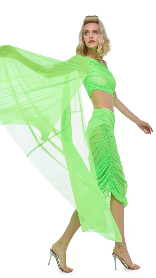 Norma Kamali Tops DIANA BRA W SLEEVE Neon Green 8211 Clothing