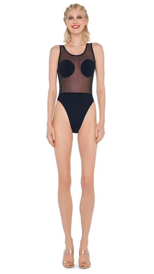 Norma Kamali Tops DOT DASH MIO Blackblack Mesh 8211 Clothing