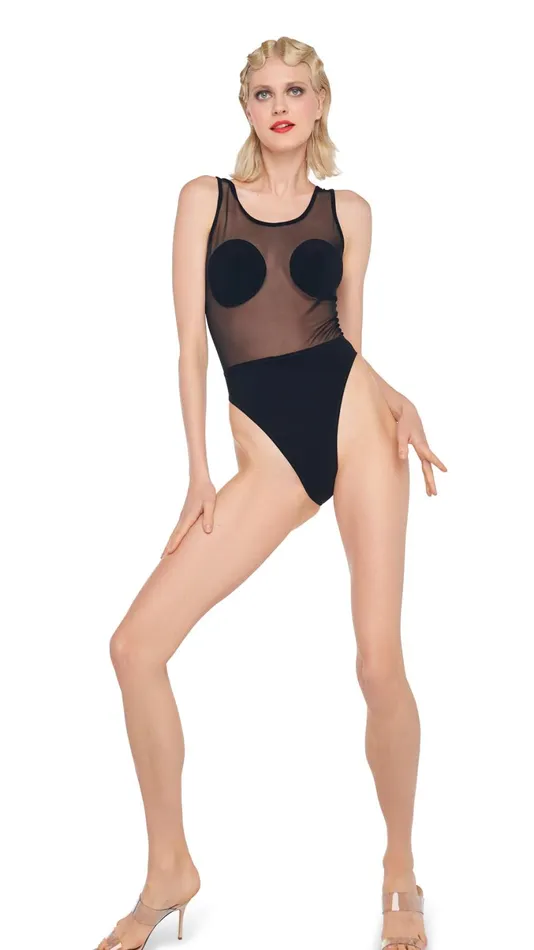 Norma Kamali Tops DOT DASH MIO Blackblack Mesh 8211 Clothing