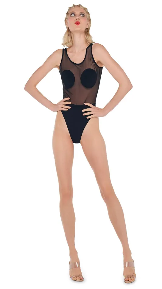 Norma Kamali Tops DOT DASH MIO Blackblack Mesh 8211 Clothing
