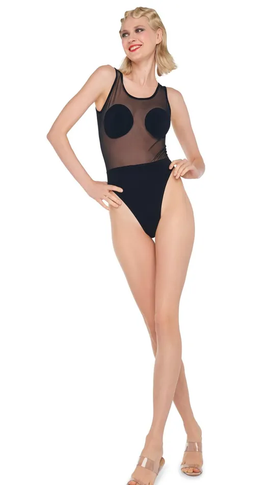 Norma Kamali Tops DOT DASH MIO Blackblack Mesh 8211 Clothing
