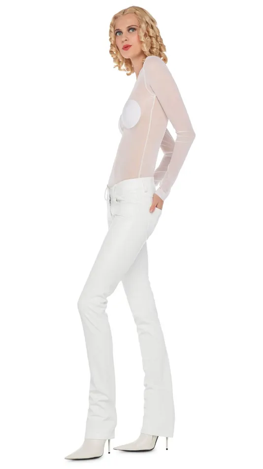Norma Kamali Tops LONG SLEEVE DOT APPLIQUE TOP Snow Whitesnow White 8211 Clothing Norma Kamali Tops LONG SLEEVE DOT APPLIQUE TOP Snow Whitesnow White 8211 Clothing