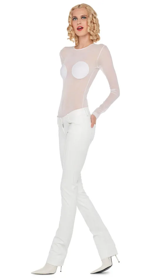 Norma Kamali Tops LONG SLEEVE DOT APPLIQUE TOP Snow Whitesnow White 8211 Clothing Norma Kamali Tops LONG SLEEVE DOT APPLIQUE TOP Snow Whitesnow White 8211 Clothing