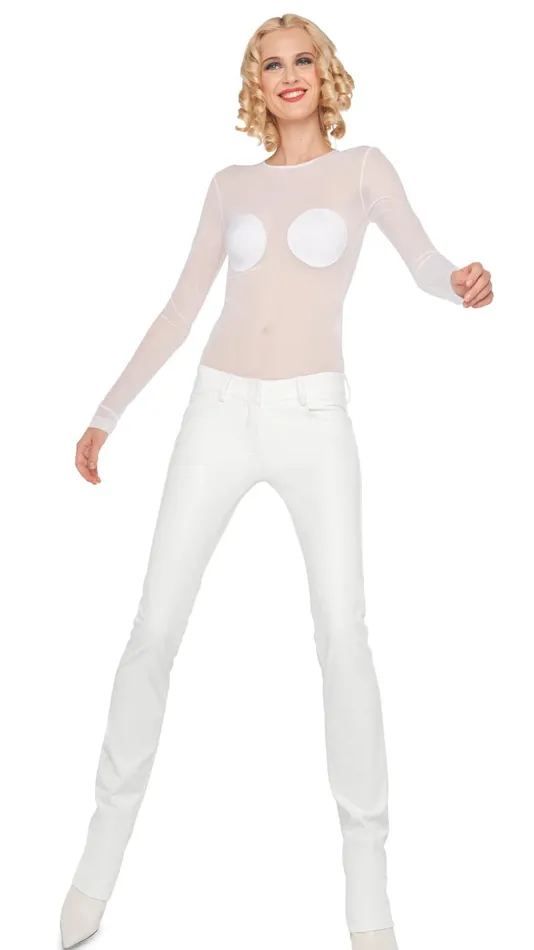 Norma Kamali Tops LONG SLEEVE DOT APPLIQUE TOP Snow Whitesnow White 8211 Clothing Norma Kamali Tops LONG SLEEVE DOT APPLIQUE TOP Snow Whitesnow White 8211 Clothing