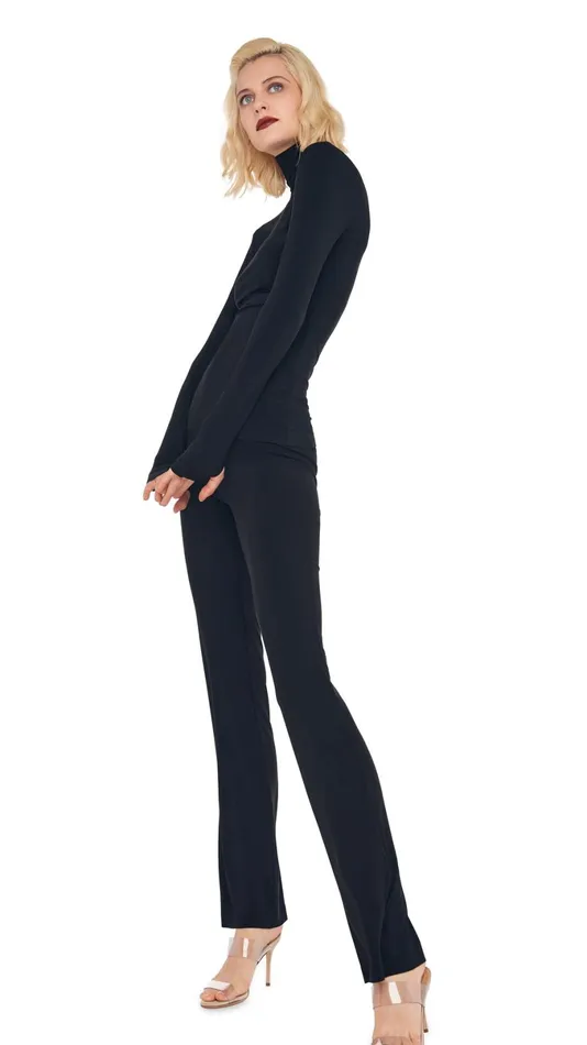 Norma Kamali Tops LONG SLEEVE TURTLE TOP Black 8211 Clothing