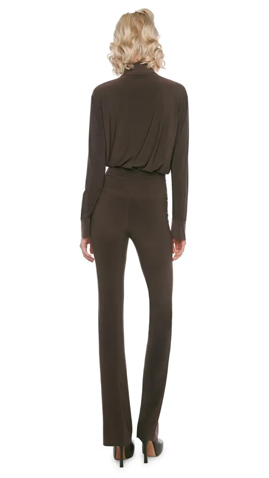 Norma Kamali Tops NK SHIRT W COLLAR STAND Chocolate 8211 Clothing