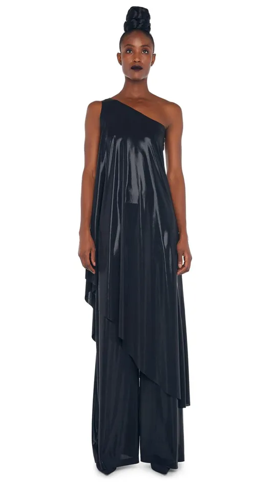 Norma Kamali Tops ONE SHOULDER DIAGONAL TUNIC Black 8211 Clothing