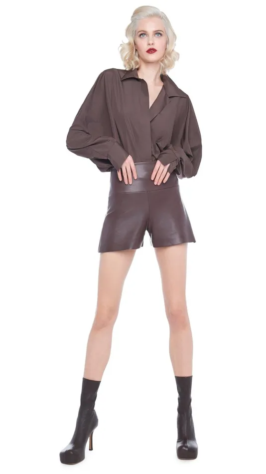 Norma Kamali Tops SUPER OS BF NK SHIRT BODYSUIT Chocolate 8211 Clothing