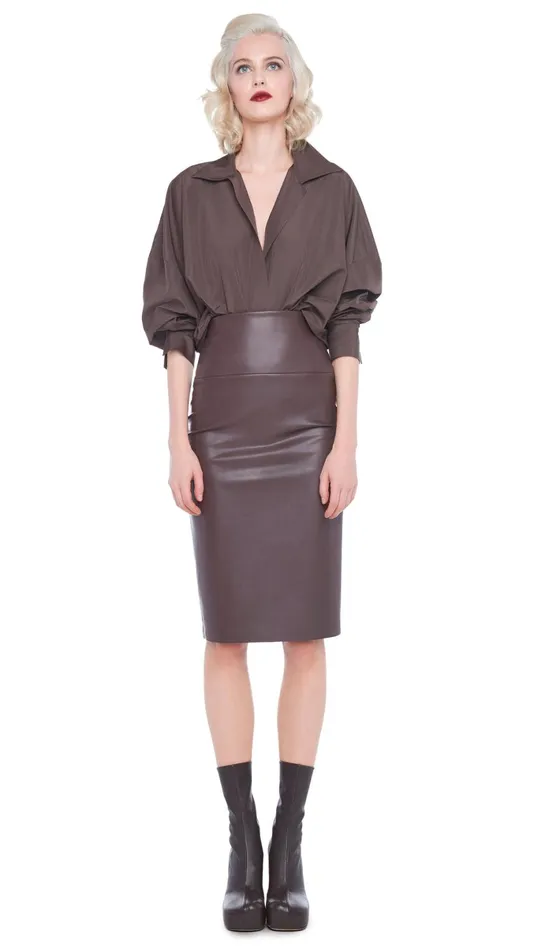 Norma Kamali Tops SUPER OS BF NK SHIRT BODYSUIT Chocolate 8211 Clothing