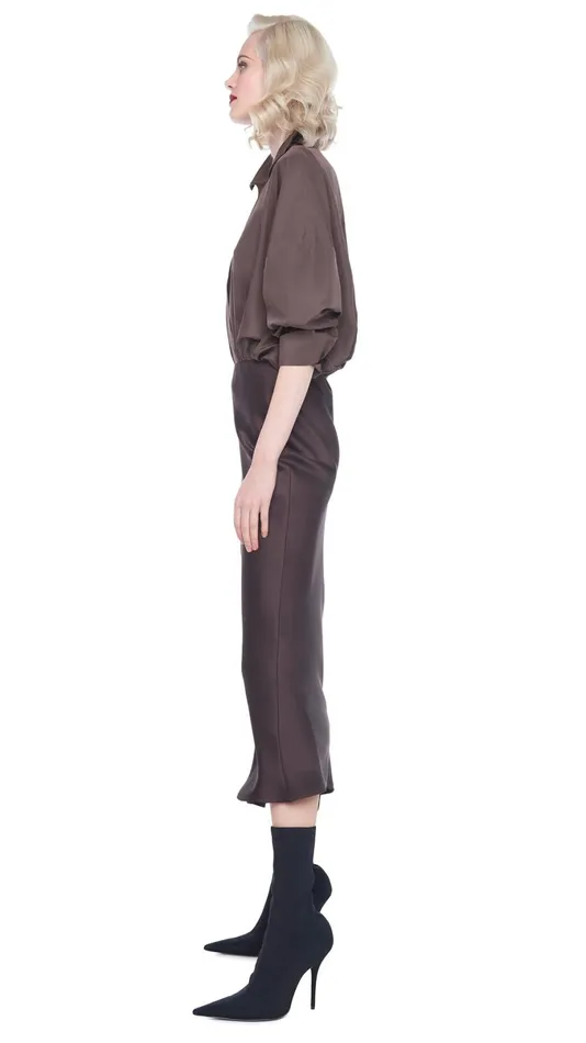 Norma Kamali Tops SUPER OS BF NK SHIRT BODYSUIT Chocolate 8211 Clothing