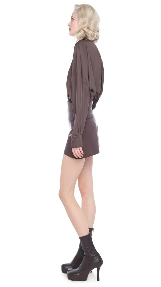 Norma Kamali Tops SUPER OS BF NK SHIRT BODYSUIT Chocolate 8211 Clothing