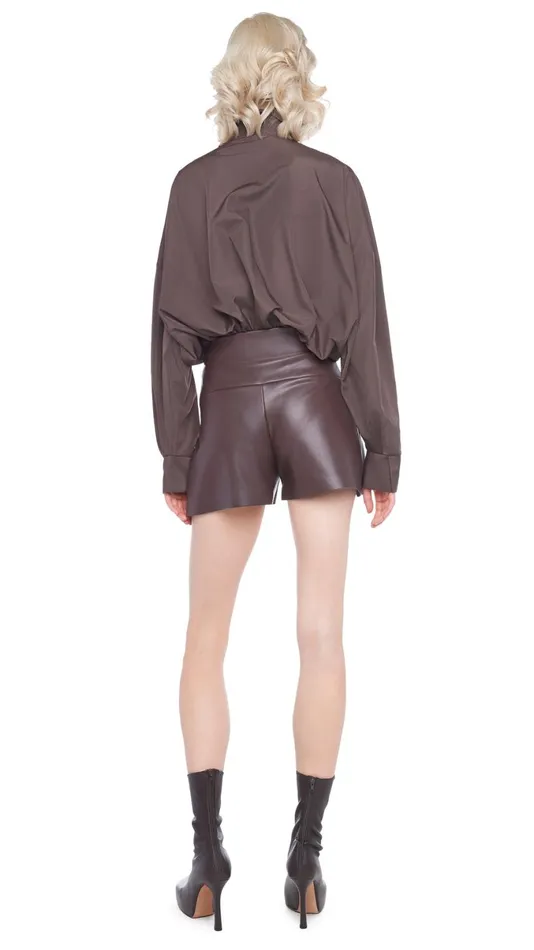 Norma Kamali Tops SUPER OS BF NK SHIRT BODYSUIT Chocolate 8211 Clothing