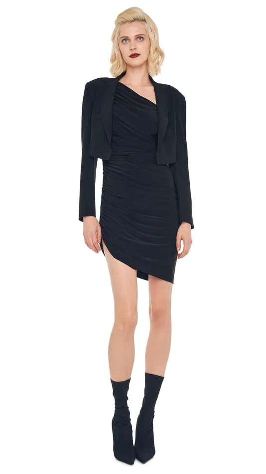 Norma Kamali Wardrobe DIANA MINI DRESS With CROPPED SINGLE BREASTED JACKET 8211 Clothing
