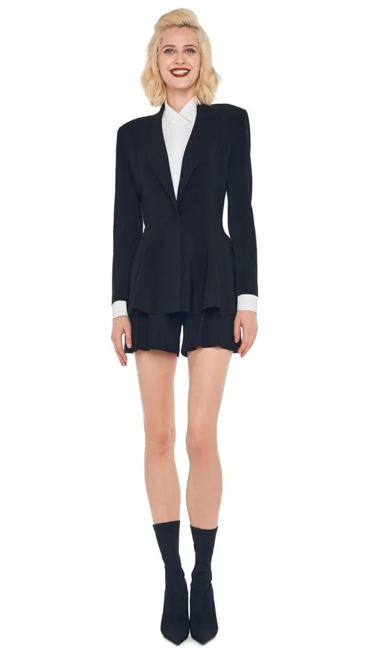 Norma Kamali Wardrobe ELEPHANT PLEAT SHORT With SINGLE BREASTED PEPLUM JACKET 8211 Clothing
