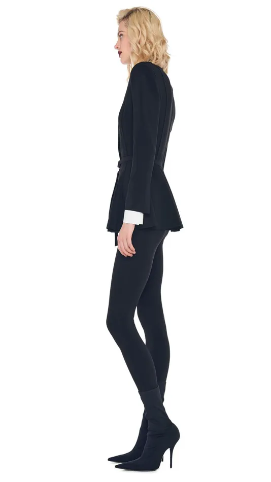 Norma Kamali Wardrobe LEGGING W FOOTIE WO WAISTBAND With SINGLE BREASTED PEPLUM JACKET 8211 Clothing Norma Kamali Wardrobe LEGGING W FOOTIE WO WAISTBAND With SINGLE BREASTED PEPLUM JACKET 8211 Clothing