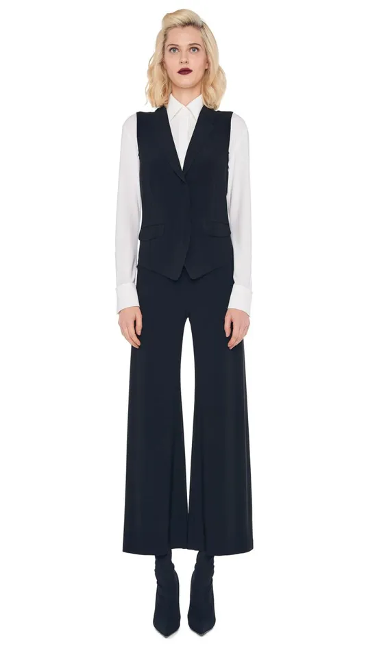 Norma Kamali Wardrobe SHORT STRAIGHT LEG PANT With VEST WITH LAPEL 8211 Clothing Norma Kamali Wardrobe SHORT STRAIGHT LEG PANT With VEST WITH LAPEL 8211 Clothing