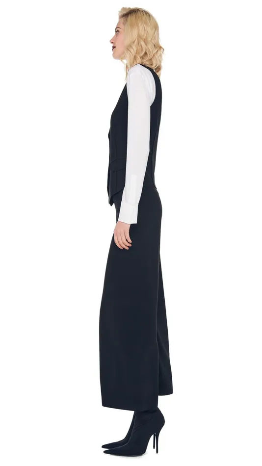 Norma Kamali Wardrobe SHORT STRAIGHT LEG PANT With VEST WITH LAPEL 8211 Clothing Norma Kamali Wardrobe SHORT STRAIGHT LEG PANT With VEST WITH LAPEL 8211 Clothing