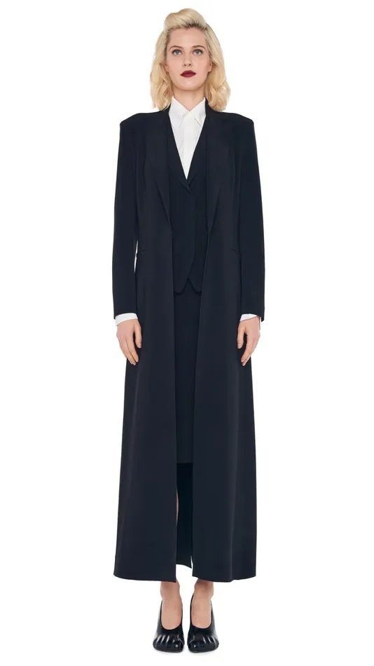 Norma Kamali Wardrobe SIDE SLIT SKIRT COVER THE KNEE With SINGLE BREASTED COAT 8211 Clothing Norma Kamali Wardrobe SIDE SLIT SKIRT COVER THE KNEE With SINGLE BREASTED COAT 8211 Clothing