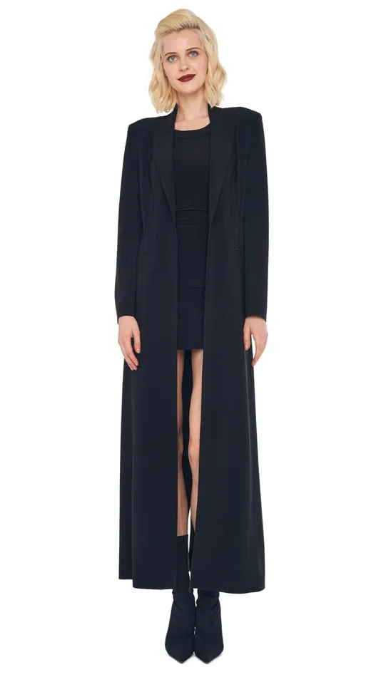 Norma Kamali Wardrobe SLEEVELESS PICKLEBALL MINI DRESS With SINGLE BREASTED COAT 8211 Clothing Norma Kamali Wardrobe SLEEVELESS PICKLEBALL MINI DRESS With SINGLE BREASTED COAT 8211 Clothing