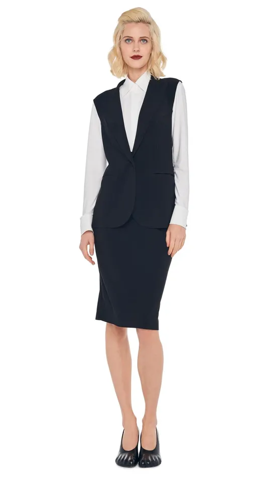 Norma Kamali Wardrobe STRAIGHT SKIRT With SLEEVELESS SINGLE BREASTED JACKET 8211 Clothing