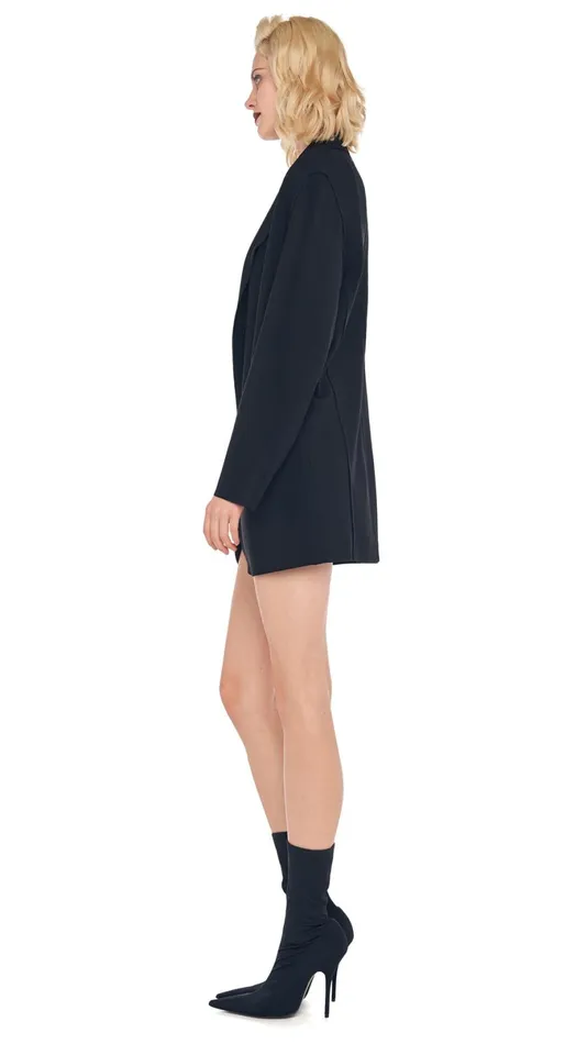 Norma Kamali Wardrobe STRAPLESS PICKLEBALL MINI DRESS With OVERSIZED SINGLE BREASTED JACKET 8211 Clothing Norma Kamali Wardrobe STRAPLESS PICKLEBALL MINI DRESS With OVERSIZED SINGLE BREASTED JACKET 8211 Clothing