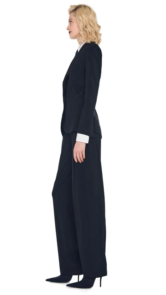 Norma Kamali Wardrobe TAPERED PLEATED TROUSER With CLASSIC SINGLE BREASTED JACKET 8211 Clothing Norma Kamali Wardrobe TAPERED PLEATED TROUSER With CLASSIC SINGLE BREASTED JACKET 8211 Clothing