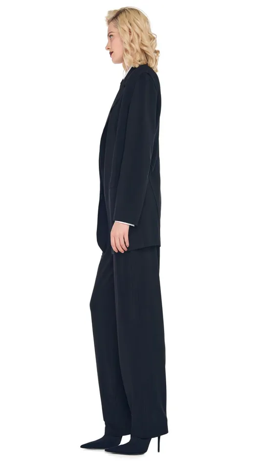 Norma Kamali Wardrobe TAPERED PLEATED TROUSER With OVERSIZED SINGLE BREASTED JACKET 8211 Clothing Norma Kamali Wardrobe TAPERED PLEATED TROUSER With OVERSIZED SINGLE BREASTED JACKET 8211 Clothing