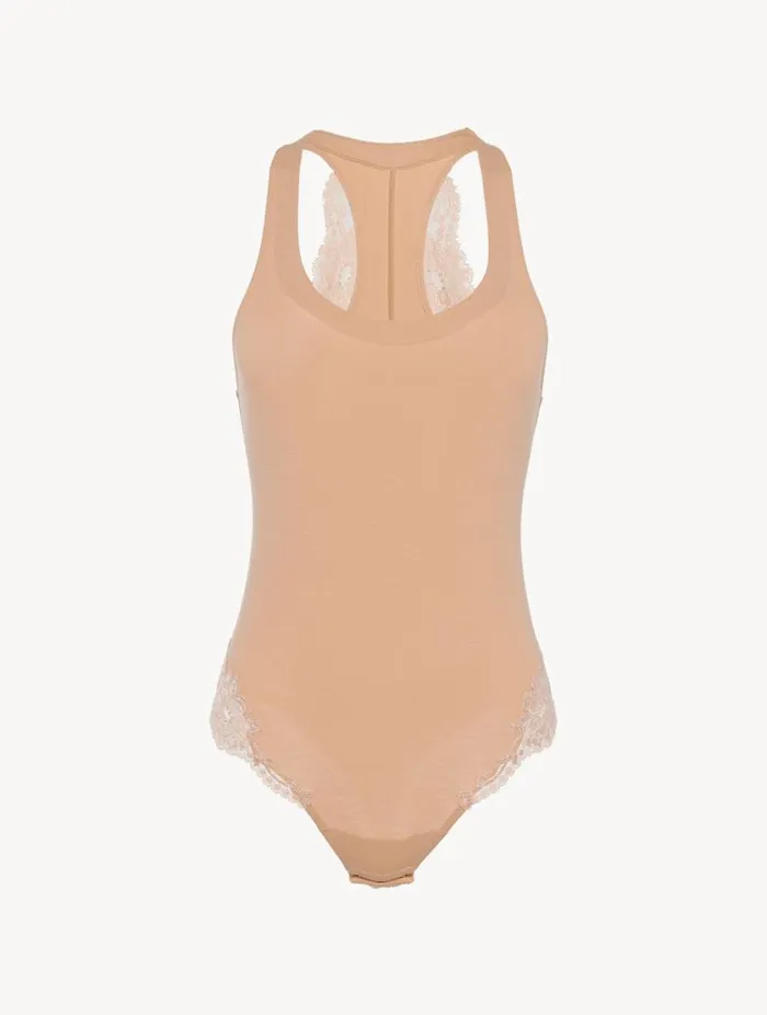 Nude Cotton Bodysuit Lingerie La Perla Bodysuits and Bustiers