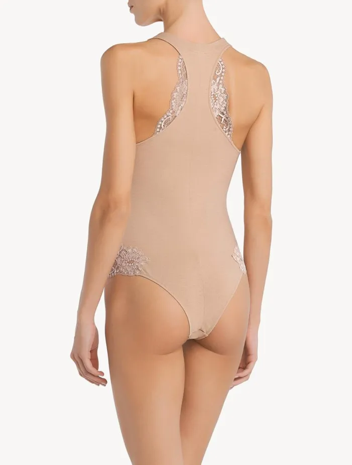 Nude Cotton Bodysuit Lingerie La Perla Bodysuits and Bustiers
