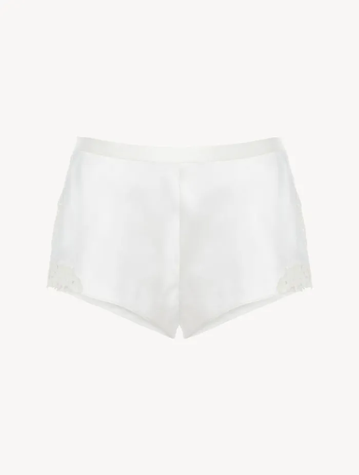 Offwhite Silk Sleep Shorts With Macram Frastaglio Sleepwear La Perla Pajamas