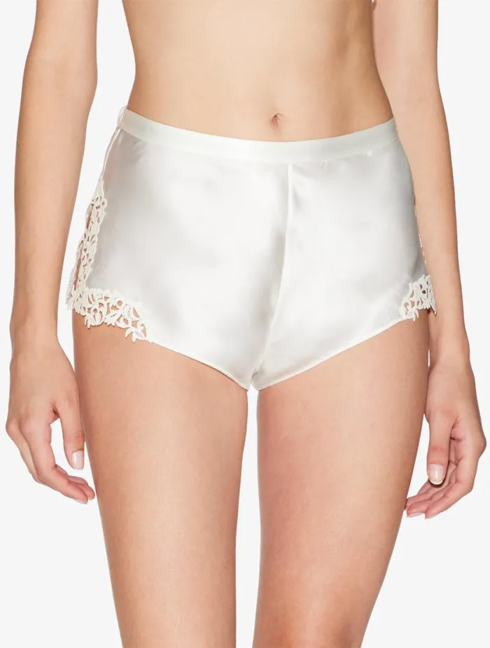 Offwhite Silk Sleep Shorts With Macram Frastaglio Sleepwear La Perla Pajamas