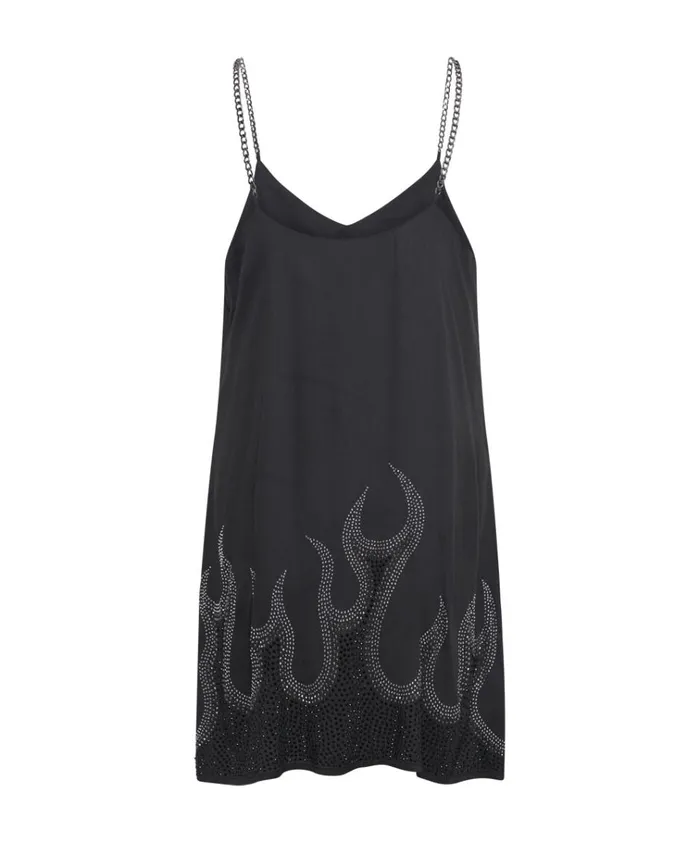 ON FIRE BLACK CRYSTAL SLIP DRESS Women One Teaspoon Mini Dresses