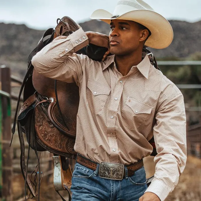 Orange Diamond Print Western Shirt Orange Men Stetson Western Shirts