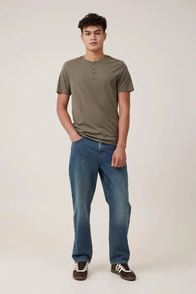 Organic Henley TShirt Military Men Cotton On Tees and Tanks Organic Henley TShirt Military Men Cotton On Tees and Tanks