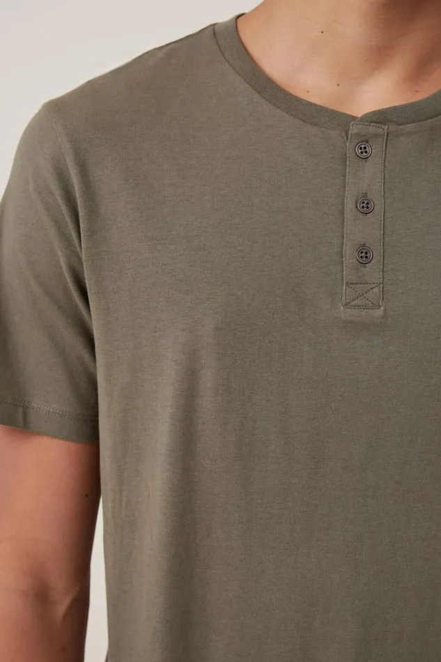 Organic Henley TShirt Military Men Cotton On Tees and Tanks Organic Henley TShirt Military Men Cotton On Tees and Tanks