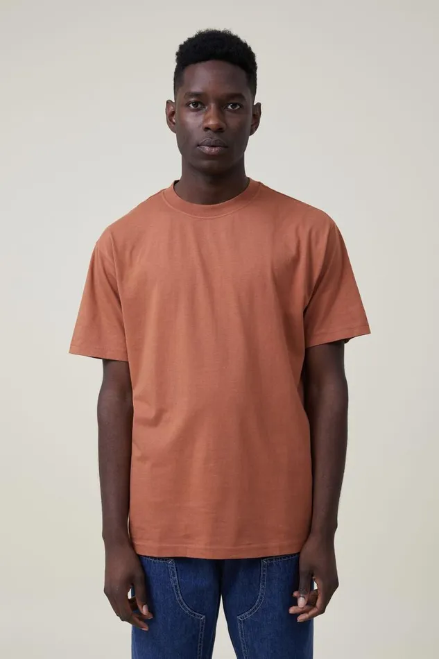 Organic Loose Fit TShirt Terracotta Men Cotton On Tees and Tanks