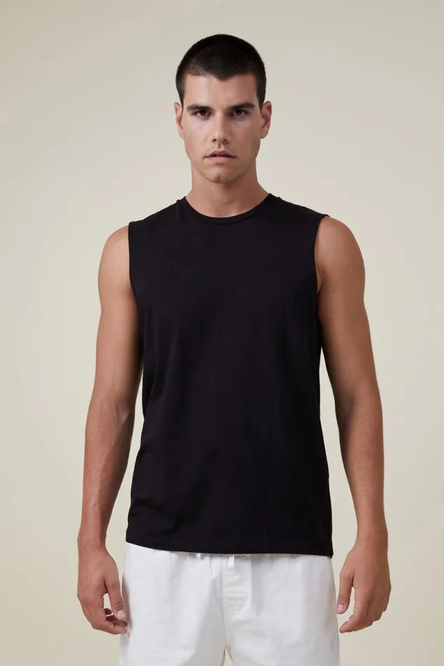 Organic Muscle Black Men Cotton On Tees and Tanks