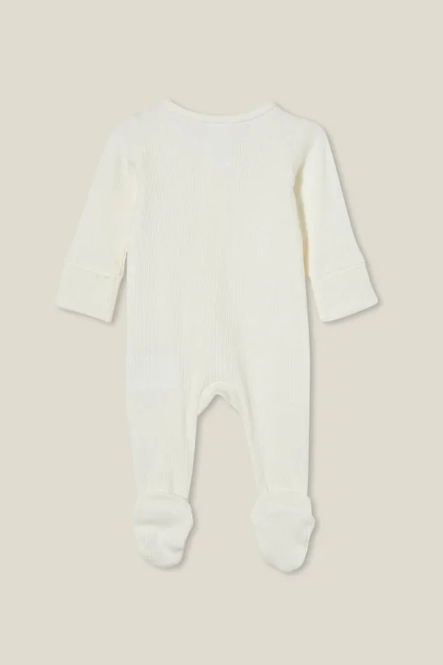 Organic Pointelle Zip All In One Romper Milk Baby Cotton On Rompers and Bubbysuits
