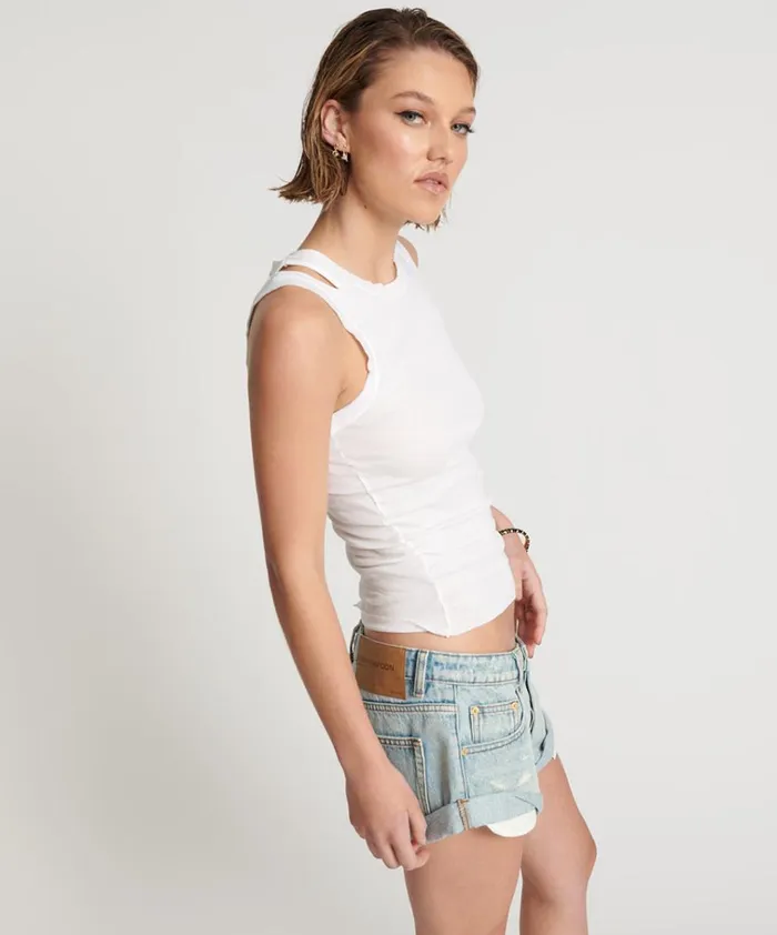 OTS CUT THROUGH FINE RIBBED TANK TOP Women One Teaspoon Tees and Tanks OTS CUT THROUGH FINE RIBBED TANK TOP Women One Teaspoon Tees and Tanks