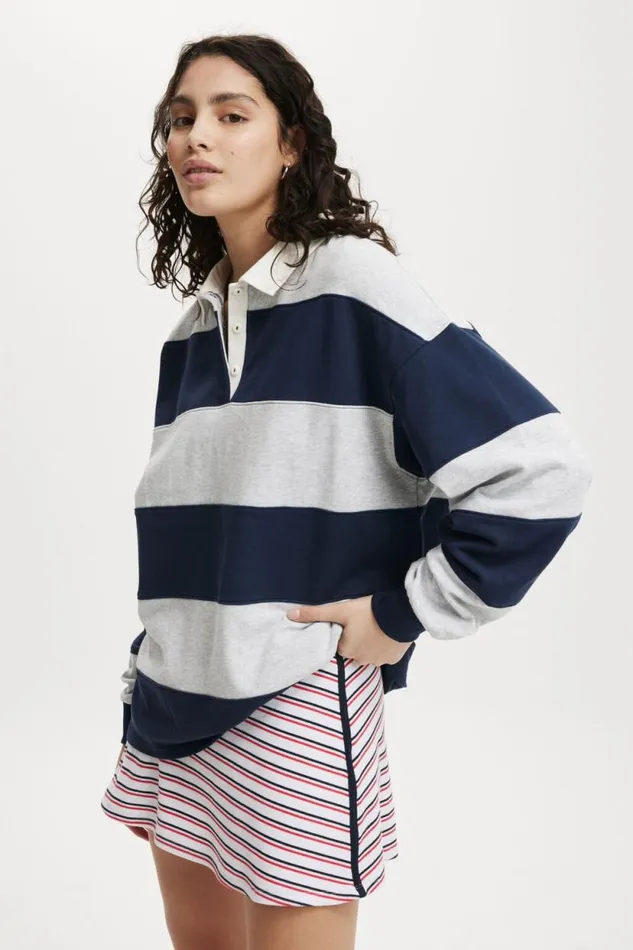 Oversized Long Sleeve Polo Grey Marle Winter Night Women Cotton On Sweats and Hoodies Oversized Long Sleeve Polo Grey Marle Winter Night Women Cotton On Sweats and Hoodies