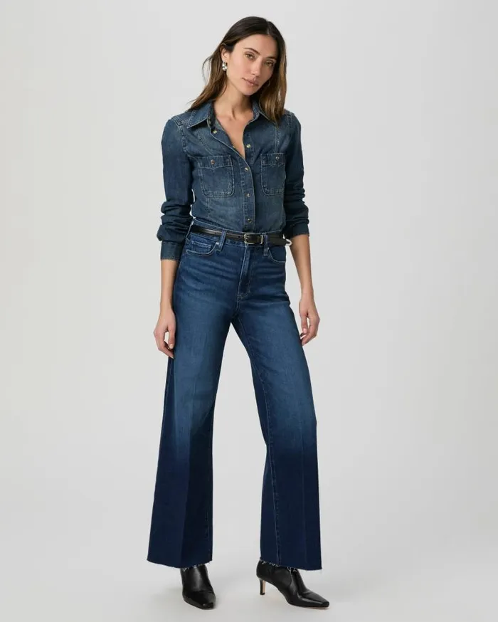 PAIGE Denim Women Anessa 31 Inch Wide Leg Jean 8211 Sonica