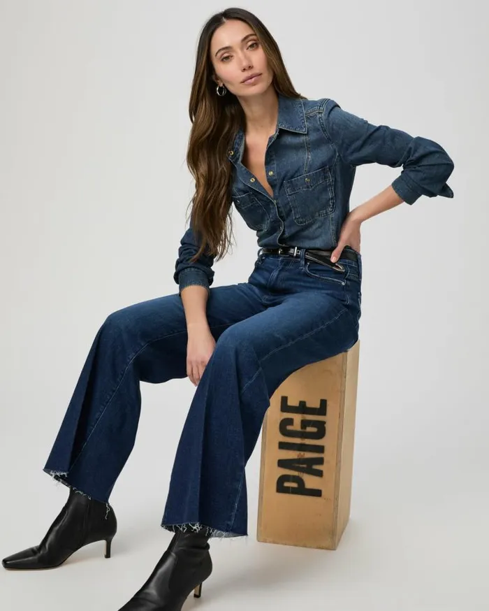 PAIGE Denim Women Anessa 31 Inch Wide Leg Jean 8211 Sonica