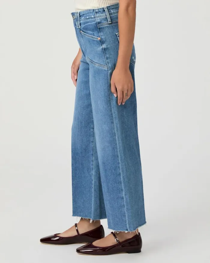 PAIGE Denim Women Anessa Petite 25 Inch Wide Leg Jean 8211 Sunnie Distressed